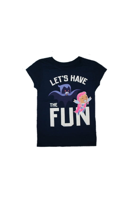 GO! "Let's Have The Fun" Big Girl's Navy T-Shirt (Xlarge 14/16)