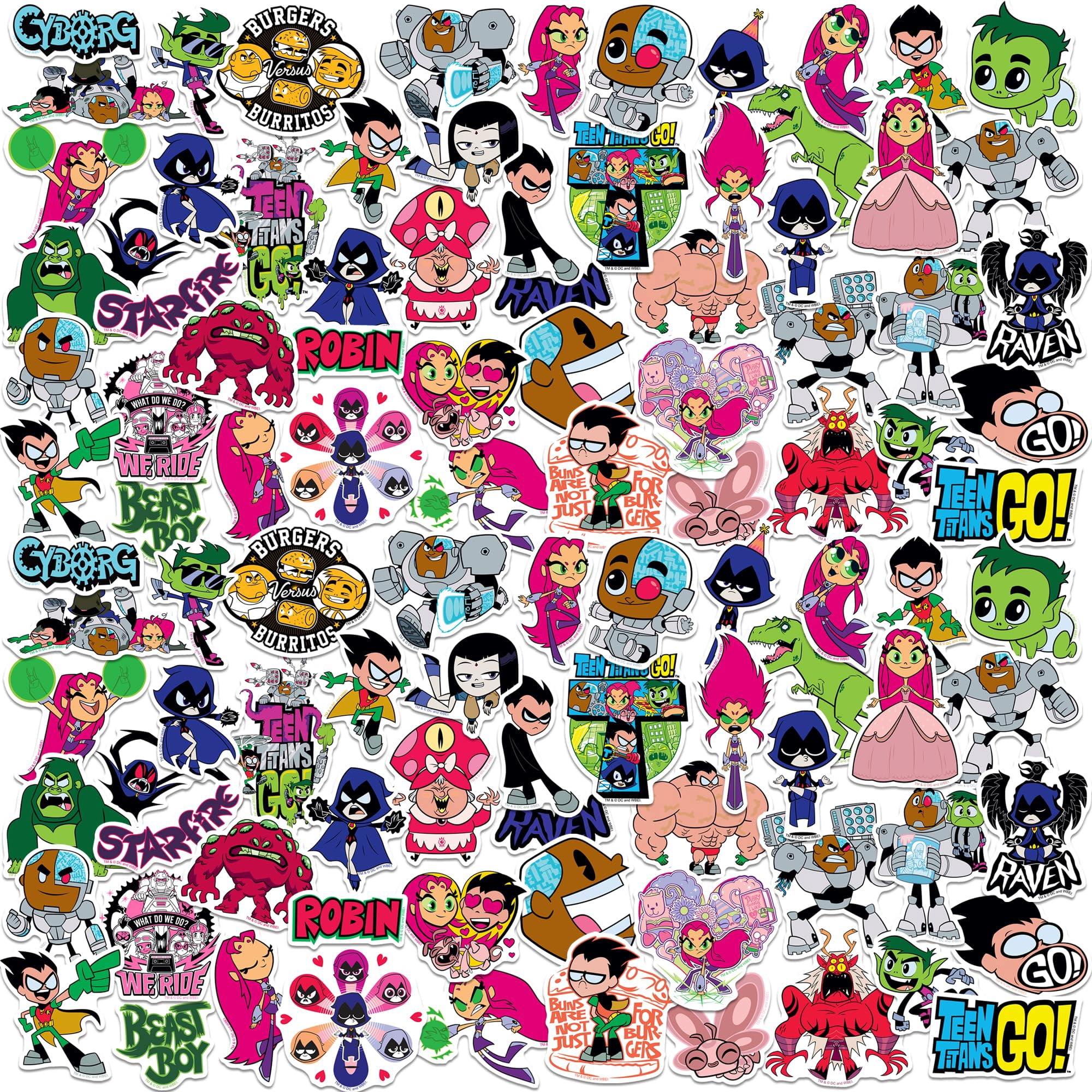 Teen Titans Go! 100ct Vinyl Large Deluxe Stickers Variety Pack  Die Cut Cartoon Superhero Decals for Laptop, Water Bottle, Scrapbooking, Tablet, Indoor & Outdoor