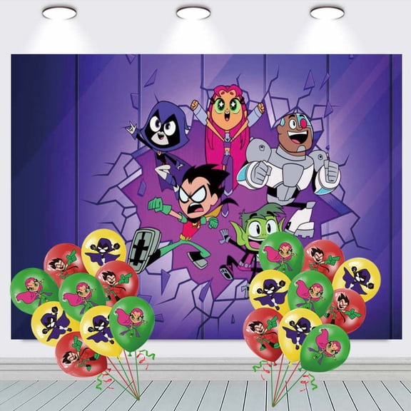 Teen Titans Go Balloons Taspestry Backdrop Banner Wall Decor Party Decorations Background Poster Decor Supplies