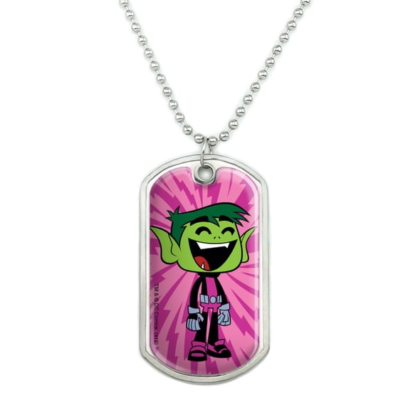 Teen Titans Go! Beast Boy Military Dog Tag Pendant Necklace with Chain