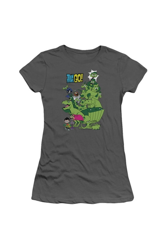 Teen Titans Go Beast Boy Stack S/S Junior Women's T-Shirt Sheer Charcoal