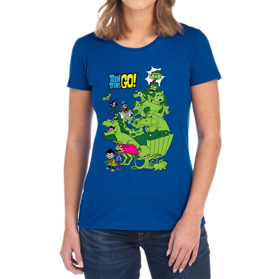 Teen Titans Go Beast Boy Stack Women's T Shirt, Royal, Medium