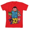 thumbnail image 1 of Teen Titans Go Characters And Logo Boy's Red T-shirt-XS, 1 of 4