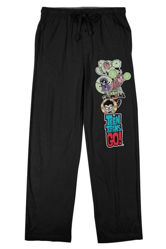 Teen Titans Go Characters and Logo Men's Black Graphic Sleep Pants-XXL