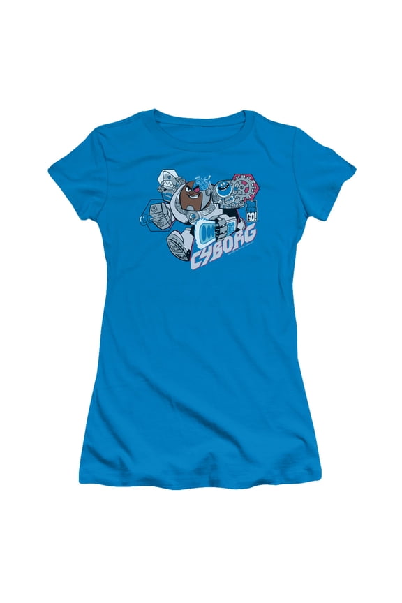 Teen Titans Go - Cyborg - Juniors Teen Girls Cap Sleeve Shirt - Medium
