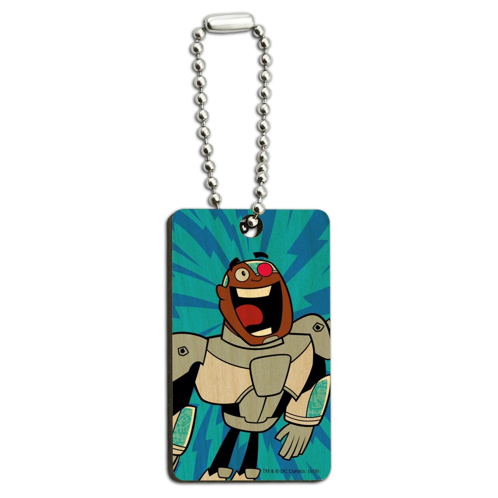 Teen Titans Go! Cyborg Wood Wooden Rectangle Keychain Key Ring ...