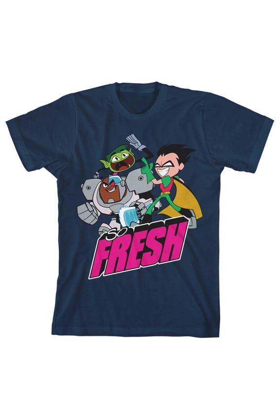 Teen Titans Go Fresh Boy's Navy T-shirt-XL