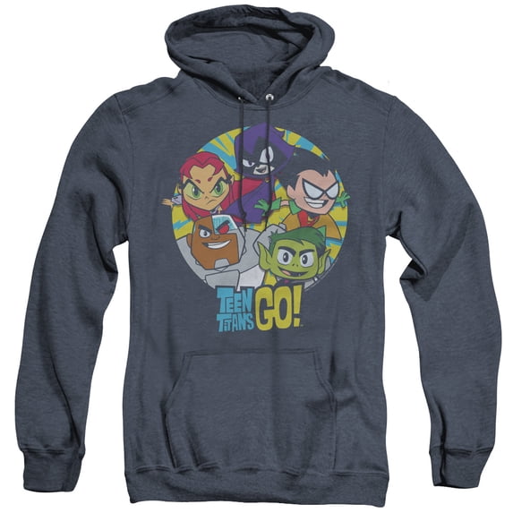 Teen Titans Go Go Go Group Adult Heather Hoodie Sweatshirt Navy ...
