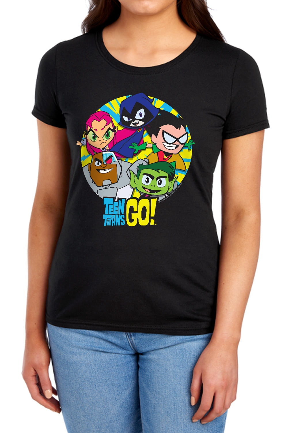 Teen Titans Go Go Go Group Women's T Shirt, Black, Large - Walmart.com
