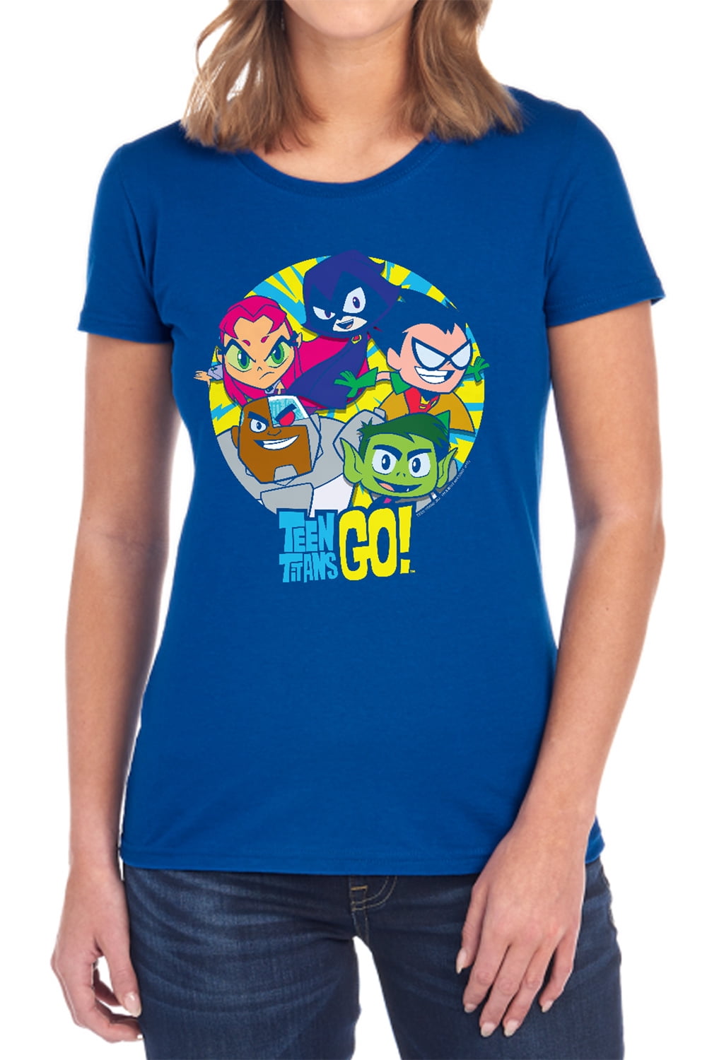 Teen Titans Go Go Go Group Women's T Shirt, Royal, Small - Walmart.com
