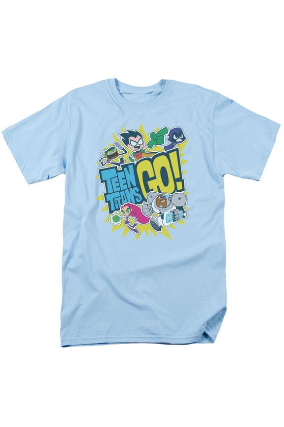 Teen Titans Go Go S/S Adult 18/1 T-Shirt Light Blue