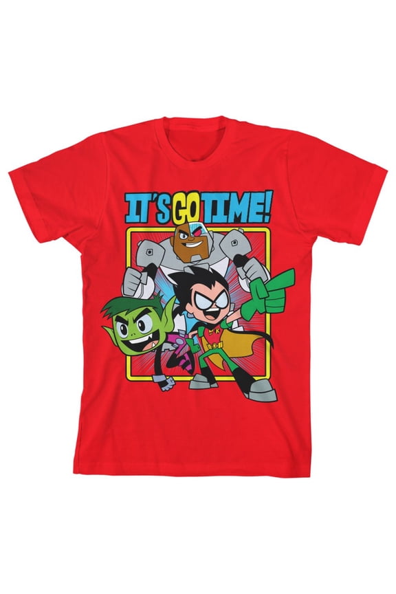 Teen Titans Go It's Go Time! Youth Red Graphic Tee-Large