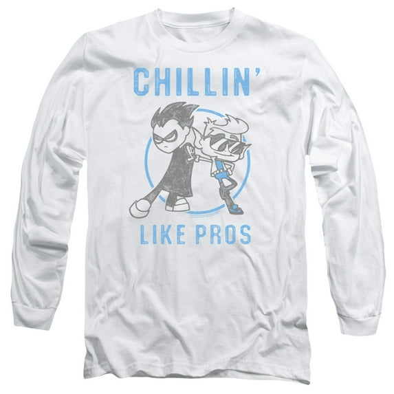 Trevco Sportswear TTG125-AL-3 Teen Titans Go Like Pros Adult Long Sleeve T-Shirt, White - Large
