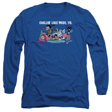 Trevco Sportswear TTG116-AL-5 Teen Titans Go Like Pros Yo Adult Long Sleeve T-Shirt, Royal - 2X