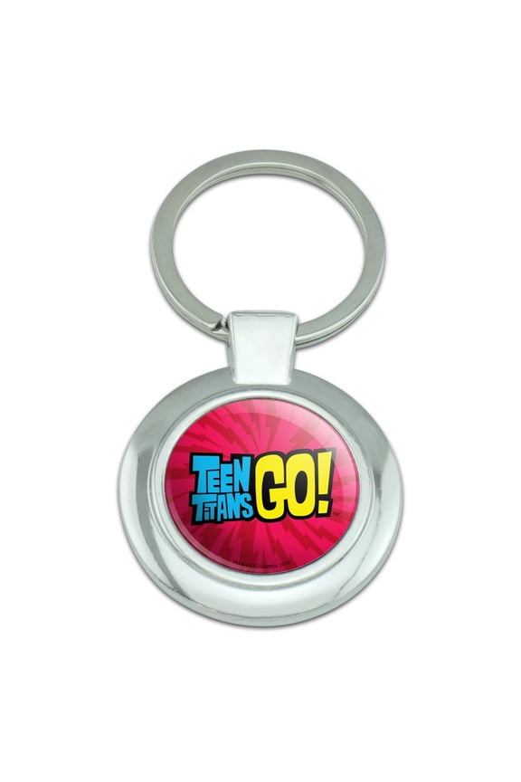 Teen Titans Go! Logo Keychain Classy Round Chrome Plated Metal