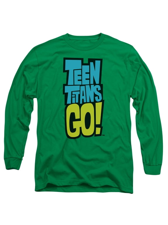Teen Titans Go Logo Long Sleeve Adult 18/1 T-Shirt Kelly Green