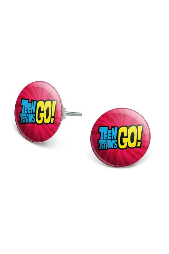 Teen Titans Go! Logo Novelty Silver Plated Stud Earrings