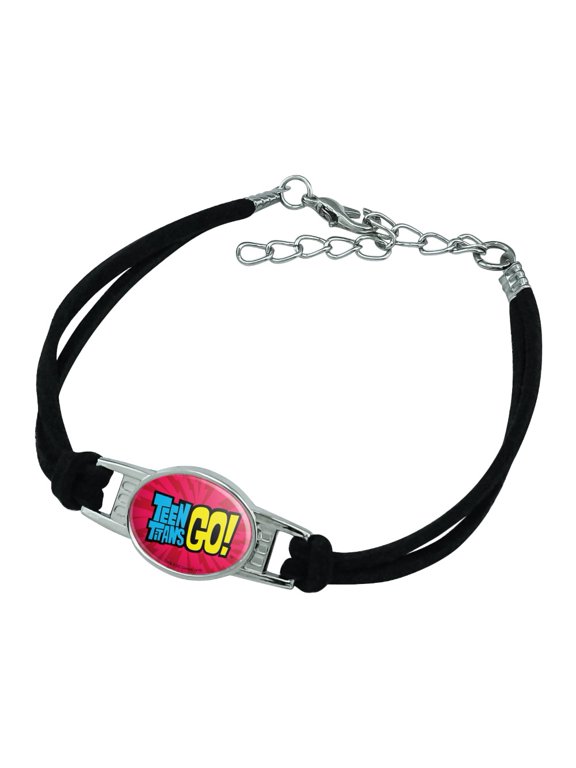 Teen Titans Go! Logo Novelty Suede Leather Metal Bracelet