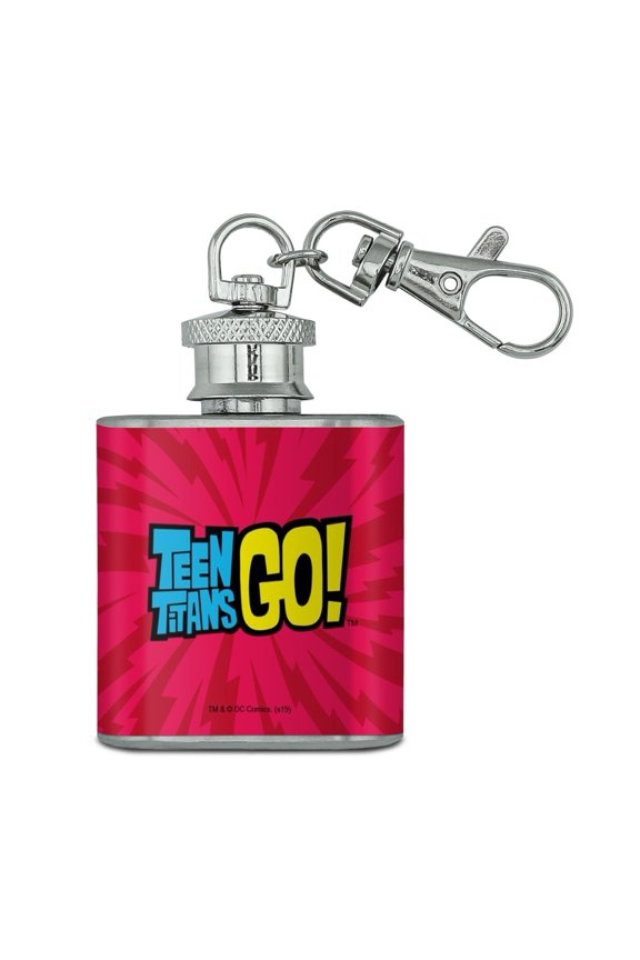 Teen Titans Go! Logo Stainless Steel 1oz Mini Flask Key Chain