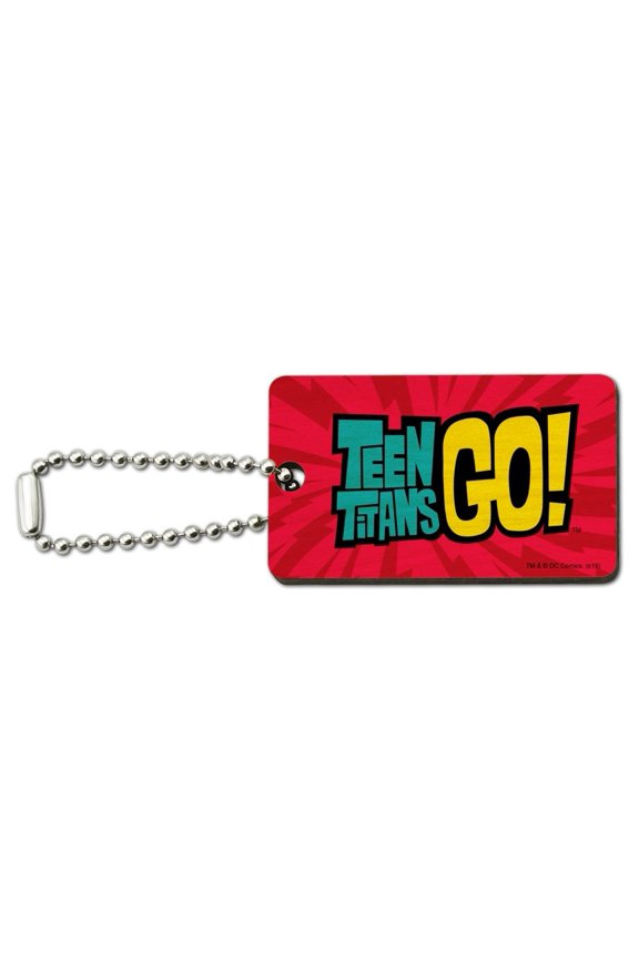 Teen Titans Go! Logo Wood Wooden Rectangle Keychain Key Ring