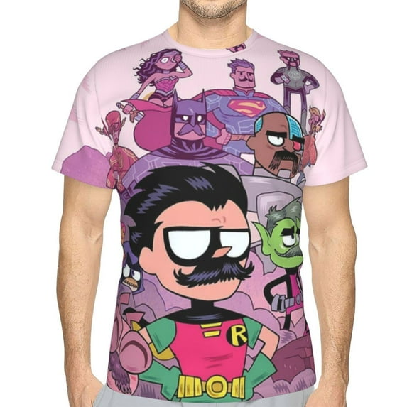 Teen Titans Go Mens 3d Print Casual Short Sleeve T Shirts Tee Tops