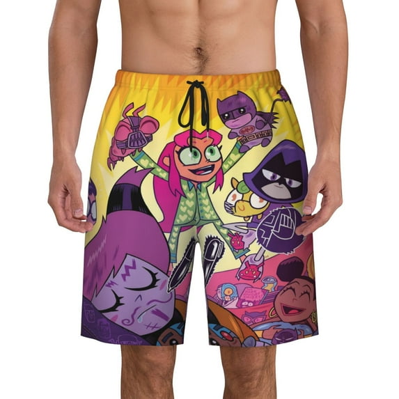 Teen Titans Go Mens Swim Trunks Quick Dry Swim Shorts Mesh Lining Bathing Suits Swimwear Beach Shorts with Pockets