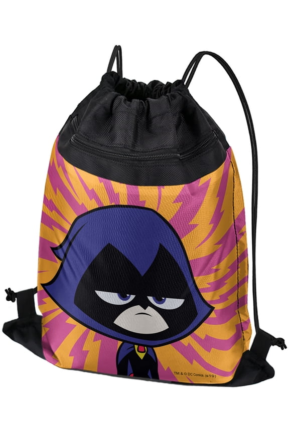 Teen Titans Go! Raven Drawstring Backpack Sports Bag Sackpack 17" x 13", Perfect for Gym, Yoga or Practice