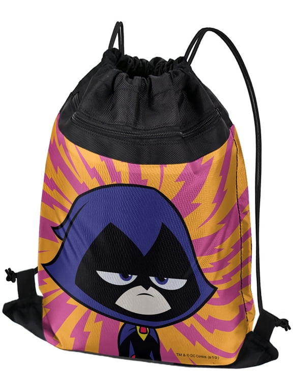 Teen Titans Go! Raven Drawstring Backpack Sports Bag Sackpack 17" x 13", Perfect for Gym, Yoga or Practice