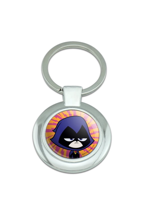 Teen Titans Go! Raven Keychain Classy Round Chrome Plated Metal