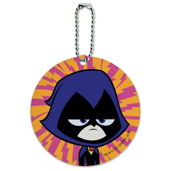 Teen Titans Go! Raven Round Luggage ID Tag Card Suitcase Carry-On