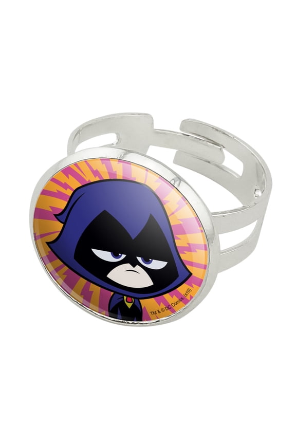 Teen Titans Go! Raven Silver Plated Adjustable Novelty Ring