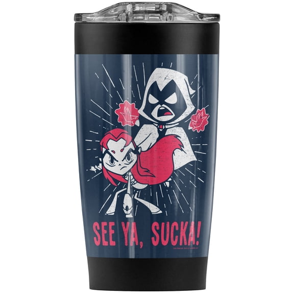 Teen Titans Go! Raven & Starfire Suckas Stainless Steel Tumbler 20 oz Coffee Travel Mug/Cup, Vacuum Insulated & Double Wall with Leakproof Sliding Lid | Great for Hot Drinks and Cold Beverages