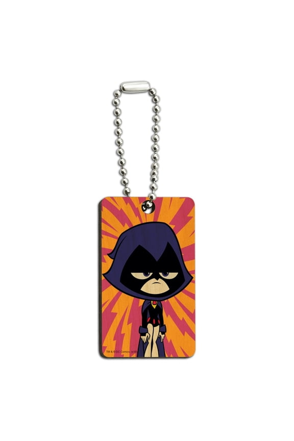 Teen Titans Go! Raven Wood Wooden Rectangle Keychain Key Ring