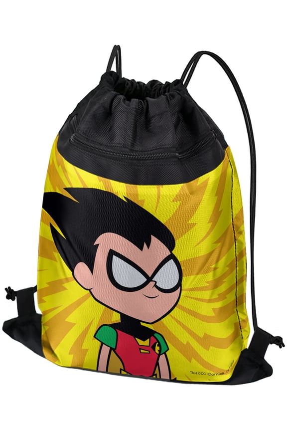 Teen Titans Go! Robin Drawstring Backpack Sports Bag Sackpack 17" x 13", Perfect for Gym, Yoga or Practice
