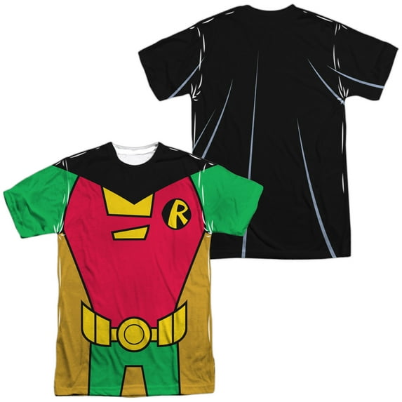 Teen Titans Go Robin Uniform Unisex Adult Sublimated Costume T Shirt (Front/Back), 3X-Large