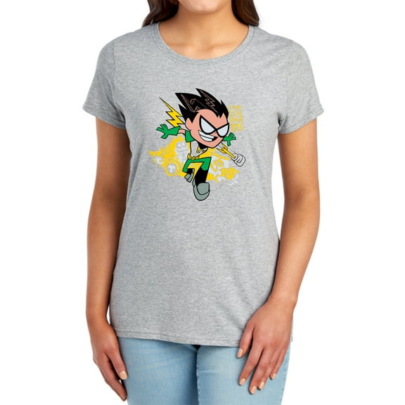 Teen Titans Go Robin Women's T Shirt, Athletic Heather, Small