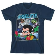 Teen Titans Go #Selfie Youth Navy Blue Graphic Tee-Medium