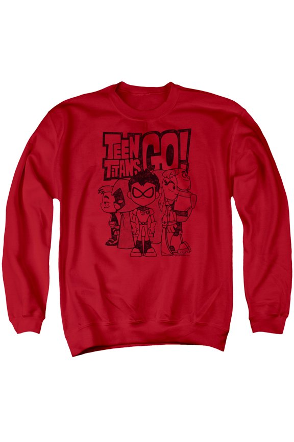 Sportswear TTG123-AS-6 Teen Titans Go Team Up Adult Crewneck Sweatshirt, Red - 3X