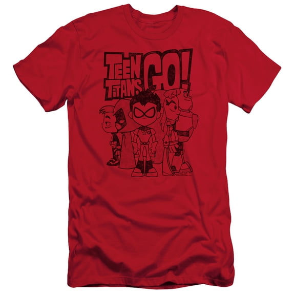 Teen Titans Go Team Up S/S Adult 30/1 T-Shirt Red