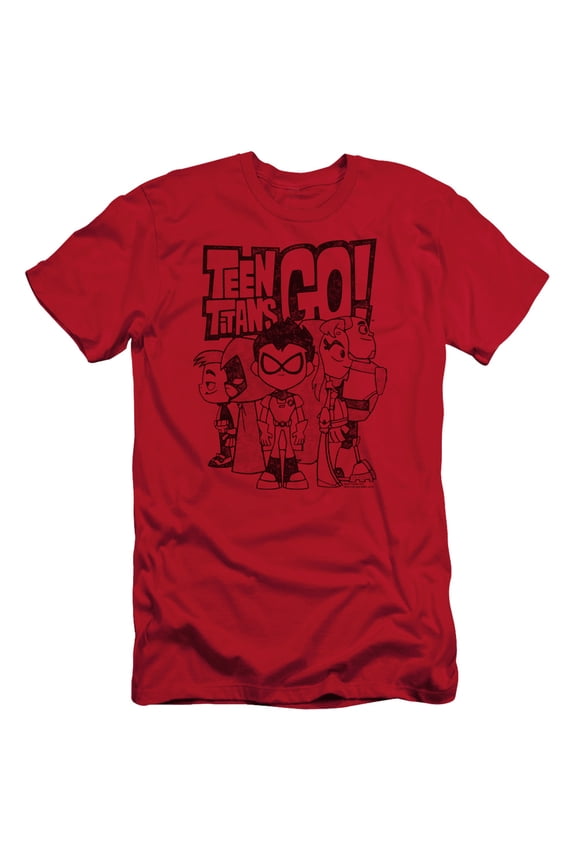 Teen Titans Go Team Up S/S Adult 30/1 T-Shirt Red
