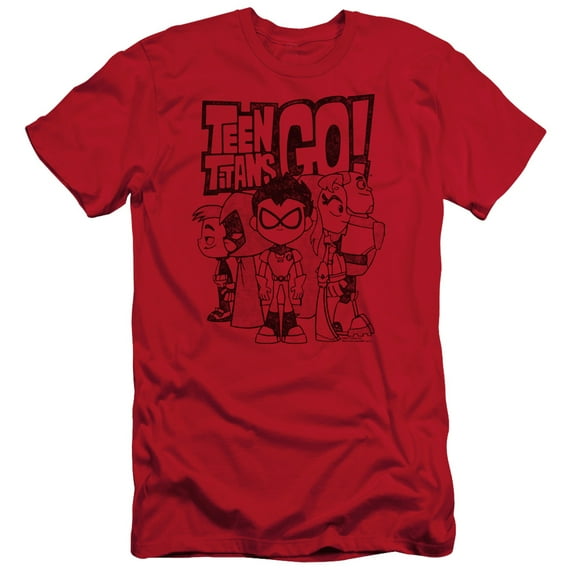 Teen Titans Go Team Up S/S Adult 30/1 T-Shirt Red