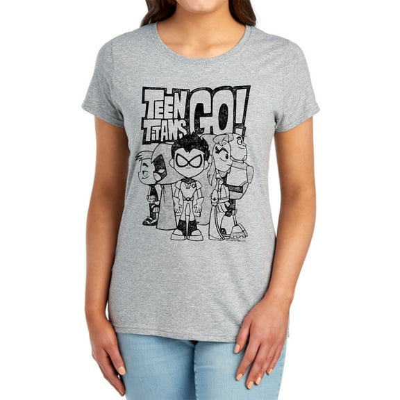 Teen Titans Go Team Up Women's T Shirt, Athletic Heather, Small