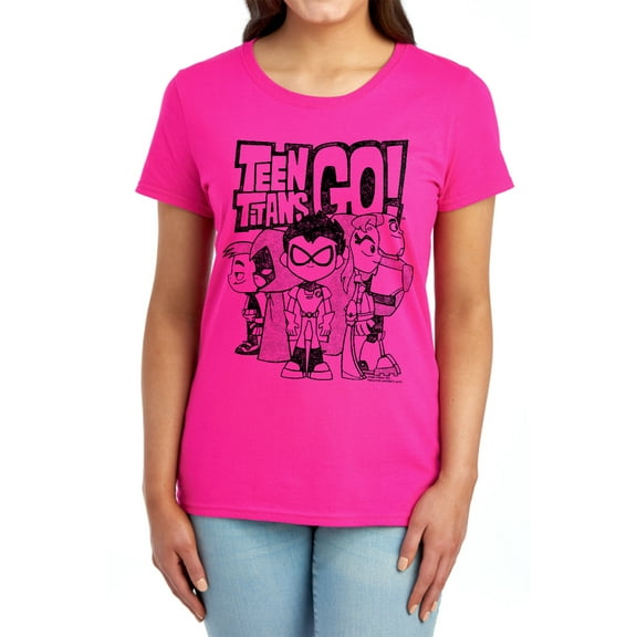 Teen Titans Go Team Up Women's T Shirt, Hot Pink, Medium
