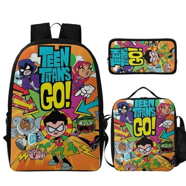 Teen Titans Go Three piece backpack set young backpack combination backpack lunch bag pencil case