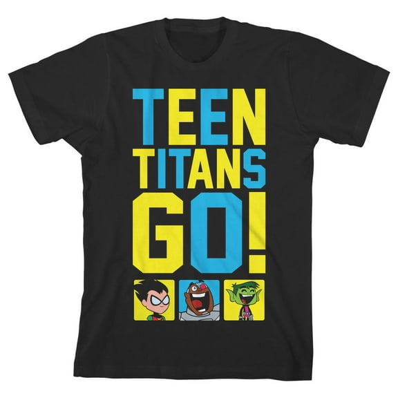 Teen Titans Go Title Character Logo Toddler Boy's Black T-shirt-3T