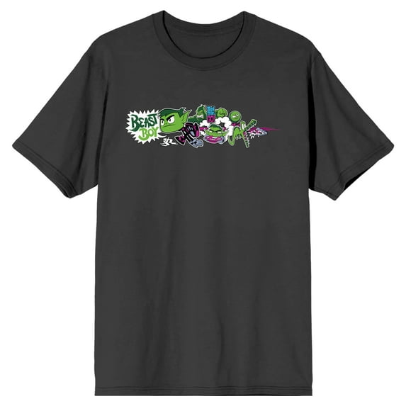 Teen Titans Go To The Movies Beast Boy in Different Forms Charcoal Gray Men's T-Shirt-3X-Large
