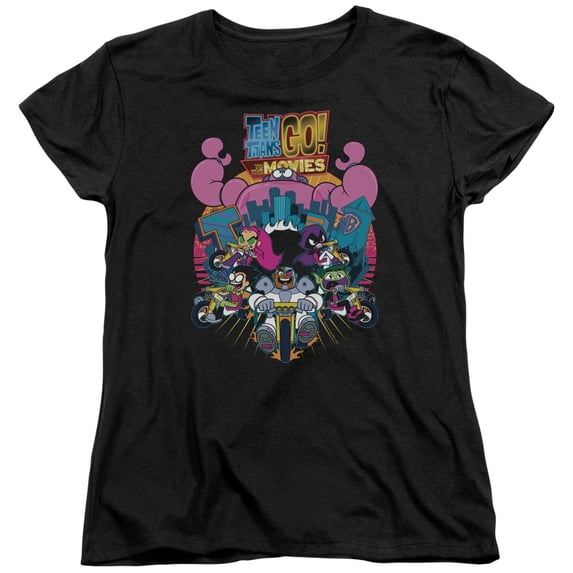 Teen Titans Go To The Movies Burst Through S/S Women's T-Shirt Black