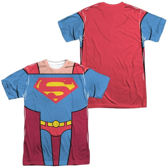 Teen Titans Go to The Movies Superman Uniform Unisex Adult Sublimated Costume T Shirt (Front/Back), Small