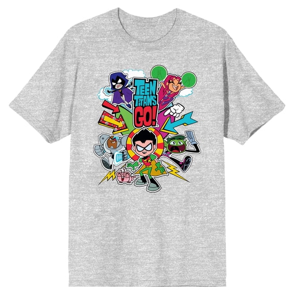 Teen Titans Go To The Movies Teen Titans Main Characters With Arrows Athletic Heather Men's T-Shirt-Medium