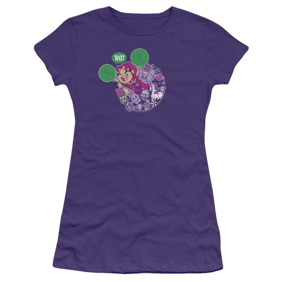 Teen Titans Go - Yay - Juniors Teen Girls Cap Sleeve Shirt - X-Large